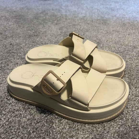 Chaco Townes Midform Platform Leather Slide in Angora Size Women's 8 - Picture 2 of 5